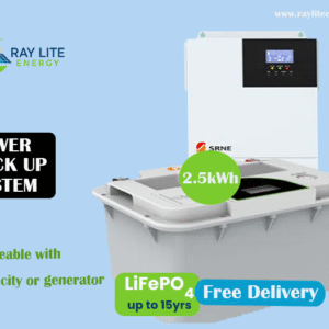 Ray Lite 1.5kVA-2.5kWh-Lithium Battery-Inverter Power Backup System; Durable Backup, Charge with Umeme/UEDCL or Generator, Store upto 2.5 Units of Power
