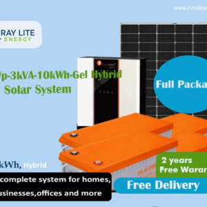 Ray Lite 2.2kWp-3kVA-10kWh-Gel Hybrid Solar System with WiFi remote monitoring; power all your home or office appliances