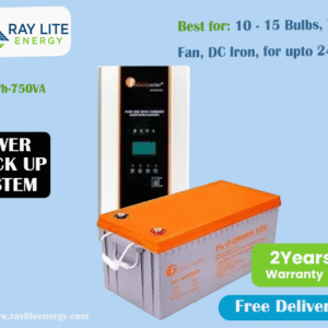 Ray Lite 2.5kWh-750VA-GEL Power Backup System; Run 10-15 Bulbs, TV, Fan, DC Iron, Phone & Laptop Charging for up to 24 Hours