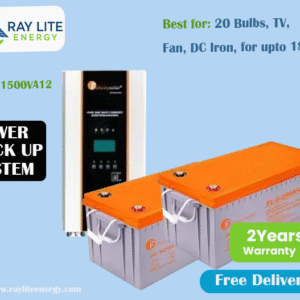 Ray Lite 3.6kWh1500VA12-GEL Power Backup System; Run up to 20 Bulbs, TV, Fan, DC Iron, Fridge, Phone & Laptop Charging for up to 18 Hours