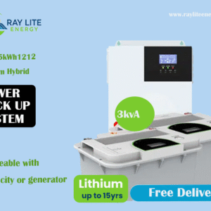 Ray Lite 3kVA-5kWh1212 Lithium Hybrid Power Backup System; Durable Inverter-Battery Backup, Charge with Umeme/UEDCL or Generator, Store upto 5 Units of Power