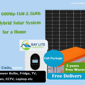 Ray Lite 600W-2.5kWh-1500VA12V OffGrid Solar System & Power Backup Solution; Run a fridge/freezer, upto 15 Bulbs, TV, Laptop and Phone Charging