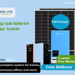 Ray Lite 900Wp-1kW-5kWh-Gel Hybrid Solar System & Power Backup Solution ; Complete Solar System to Power 20 Bulbs, Fridge, TV, Fan, CCTV, Laptop and Phone Charging, Internet Router