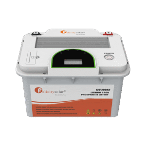 Felicity 200Ah 12V 2.56kWh Lithium Iron Phosphate (LiFePO₄) Solar Battery FLA12200; Floor-Mounted, Built-in BMS, Over 6,000 Cycles @25°C, 80% DoD, 5-Year Warranty