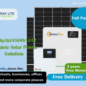Ray Lite Energy 1.1kWp3kVA5kWh-Lithium Hybrid Solar System with WiFi Remote Monitoring; Complete Solar System for home or office