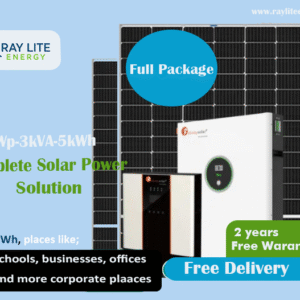Ray Lite Energy 1.6kWp-3kVA-5kWh-Lithium Hybrid Solar System with WiFi Remote Monitoring; Complete Power Solution for Home and Office