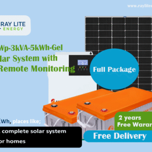 Ray Lite 1.1kWp-3kVA-5kWh-Gel Hybrid Solar System with WiFi Remote Monitoring; Complete Power Solution for Home or Farm