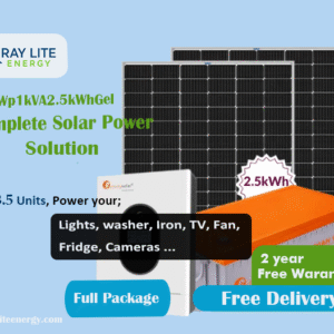 Ray lite Energy 600Wp1kVA2.5kWh-Gel Hybrid Solar System & Power Backup Solution; Run up to 15 Bulbs, TV, Laptop and Phone Charging