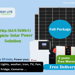 Ray Lite Energy 2.2kWp-3kVA-5kWh Lithium Hybrid Solar System with WiFi remote monitoring; Enjoy up to 5 units of Solar Power daily.