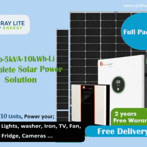 Ray Lite Energy 2.2kWp-5kVA-10kWh-Lithium Hybrid Solar System with WiFi remote monitoring; A complete power solution for home or business